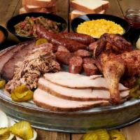 Big Pig Out · Feeds 6-8
½ lb of brisket
½ lb of turkey
1 lb of sausage
1 lb of pulled pork
WHOLE chicken
4...