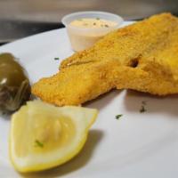 Tilapia Filet (1) · Tilapia filet (grilled or fried) served with homemade tartar sauce, jalapeno pepper and lemo...