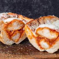 Chicken Parm · Marinara, Italian Breaded Chicken Tenderloin, Mozzarella Cheese - with Crusty Italian Bread