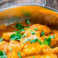 Chicken Korma · Boneless chicken cooked with yogurt, nuts and spices.