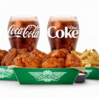 Meal For 2 Boneless Wing Combo · 15pc with 2 sides (Fries or Veg Sticks). Two 20 oz Fountain Drink