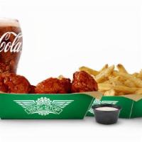 Small Boneless Wing Combo · 6pc with Fries or Veg Sticks. 20 oz Fountain Drink