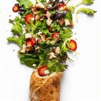 Lto - Strawberry Salad Zeppelin · Arcadian Lettuce & Spinach Mix, Walnuts, Goat Cheese, Strawberries, Herb Grilled Chicken. Re...