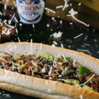 Philly Sub · Most popular. Steak or chicken topped with mushrooms, onions, green peppers, and cheese.
