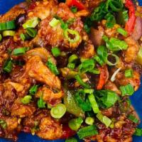 Chicken Manchurian · Deep fried chicken cooked in Manchurian sauce.