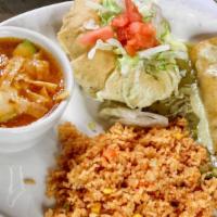 Helen'S Combo · A cup of Baby A’s tortilla soup, chicken enchilada with tomatillo sauce and a chicken or gro...