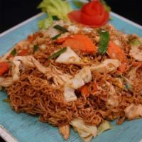 Pad Mama · Stir-fried egg noodles with egg, Cabbage, Carrots, Green onion with your choice of meat.