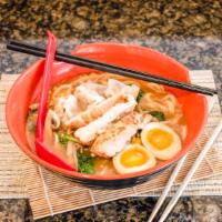 Chicken Or Shrimp Wonton Ramen  · Japanese Shoyu Broth, chicken or shrimp, wonton, seasoned egg, bamboo shoot, spinach, corn, ...