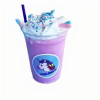 Unicorn Shake · Our homemade Unicorn Ice Cream, Milk, Topped w/ whip cream, marshmallow's & Unicorn sprinkles