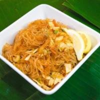 Pancit Plate · Our pancit is simple but classic, made with rice sticks, cabbage, carrots, celery, bell pepp...