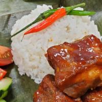 Saucy Baboy Combo Plate · With this combo plate, you can enjoy a half pound portion of saucy baboy riblets, served wit...