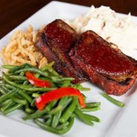 Big Mike'S Meatloaf · Two slices of grilled meatloaf made with Creekstone Farms Black Angus Beef and
fresh ground ...