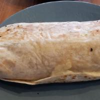Mega Burrito · Rice, pinto beans, crema, pico de gallo, salsa verde, cheese and jalapenos with your choice ...