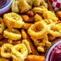 Fried Calamari Basket · Comes with Cajun Fries.