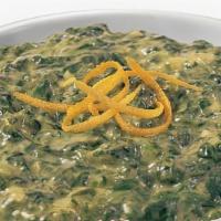 Creamed Spinach · Pronounced with an “mmm” inside because parmesan, real cream cheese, butter, and a touch of ...