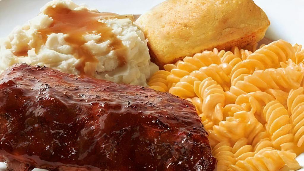 1/2 Order Ribs · Slow-cooked, fall-off-the-bone baby back ribs seasoned then brushed with Sweet Baby Ray’s® Hickory BBQ Sauce. Served with 2 sides and cornbread.