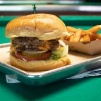 Timeout Burger · Single 7oz patty with all the fixings.