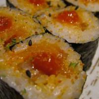 Spicy Salmon Roll (8Pc) · INSIDE: Salmon, Sriracha, Shichimi Powder
;Raw