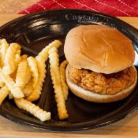 Chicken Sandwich · Served with one side, 24 oz drink and roll.