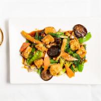 Buddha Delight · Fried tofu & mixed vegetables sautéed in brown sauce.