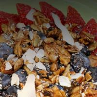 Açaí Bowl Berry Crunch Blast · Blueberries, banana, strawberries, chia seeds, gluten-free granola.