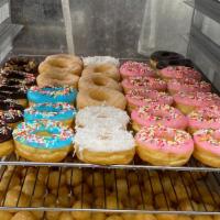 Iced Donut · Chocolate, Chocolate Sprinkles, Pink Sprinkles, White Sprinkles, Blue Sprinkles, Red Sprinkl...