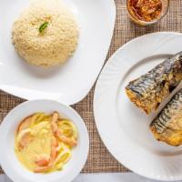 Mackerel Fish Stewed · Served with 2 sides.