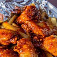 Red Cracking Wings And Fries · 