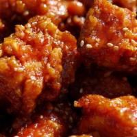 Sweet & Spicy Chicken · Sweet flavored red sauce lightly spiced with hot pepper paste.
