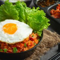 Hibachi Style Fried Rice Bowl · Hibachi style fried rice with traditional Korean spice mixed with kimchi, onions, and scalli...
