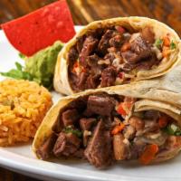 Burrito Asadero · A large grilled tortilla stuffed with choice of carne asada strips, grilled chicken or pork ...