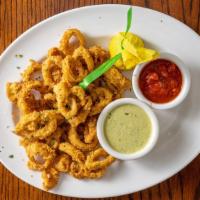 Calamari Fritti Lunch · Lightly buttered and crispy fried. Served with basil aioli and marinara sauce.
