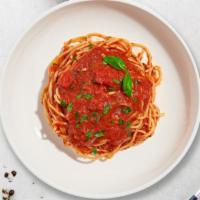 Spaghetti · Spaghetti pasta served with meatballs, meat sauce, Italian sausage, mushrooms or just marina...