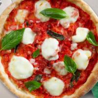 Margherita Pizza · Mozzarella, fresh tomato sauce, basil, and extra-virgin olive oil baked on a hand-tossed dou...
