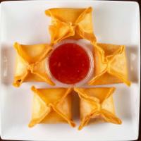 [A3]  Crab Rangoon (5Pcs) · Fried wontons with imitation crab. Served with sauce.