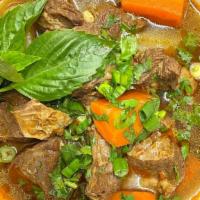 [Ns3]  Beef Stew [[ Bo Kho ]] · Choices of rice noodle, egg noodle, or baguette. Flavorful simmered beef broth and tender be...