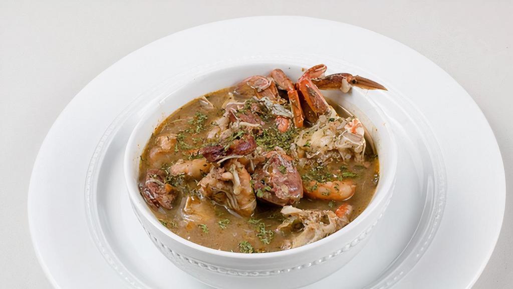 Gee Gee'S French Quarter Gumbo · Start off with a homemade down on the bayou roux, stocked with shrimp, sausage, chicken and crab meat served with rice and potato salad.