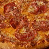 Pepperoni Pizza · Pizza sauce, mozzarella, pepperoni. Contains: allium & garlic, dairy, gluten, nightshade, tr...