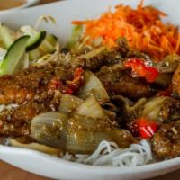 Lemongrass Fish · Spicy. Served with rice or vermicelli.