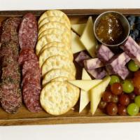Charcuterie Board · Selection of fine meats, cheeses, pickled onion, olives, dried fruits, whole grain mustard, ...