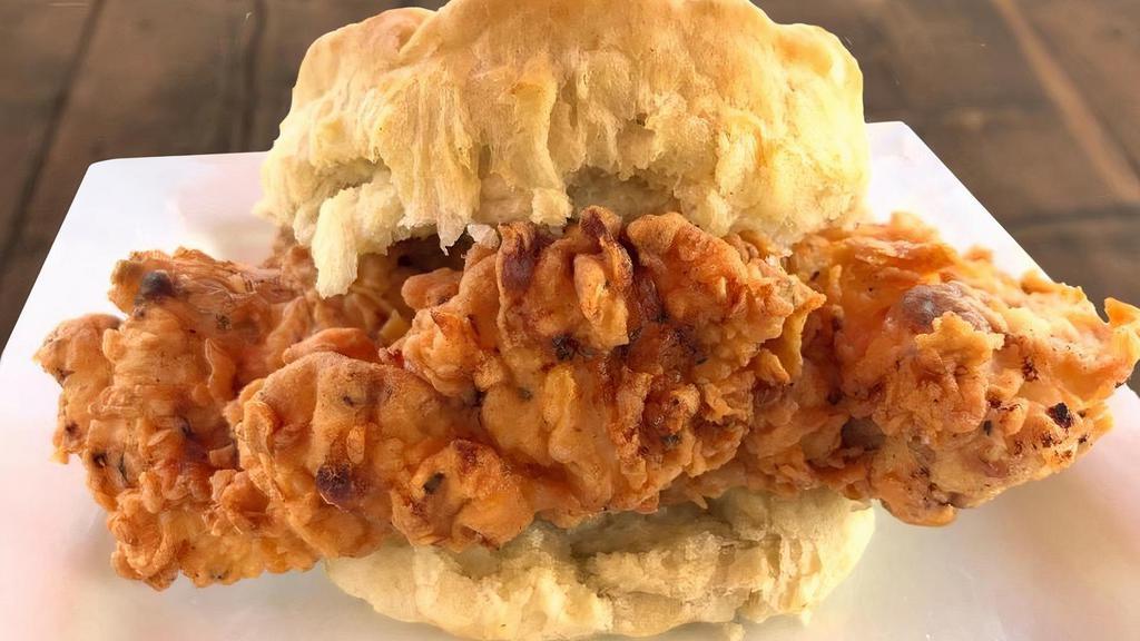 Chicken Biscuit · Huge chicken breast on your choice of a biscuit or donut. Honey butter available.