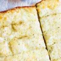Gluten-Free Cheese Bread (Dd) · Gluten Free, Detroit-style dough, baked with garlic, oregano, and four cheese blend. Topped ...