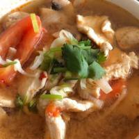 Tom Yum · Served spicy. Clear, spicy and sour broth with tomato, mushroom, onion, kaffir lime leaves, ...