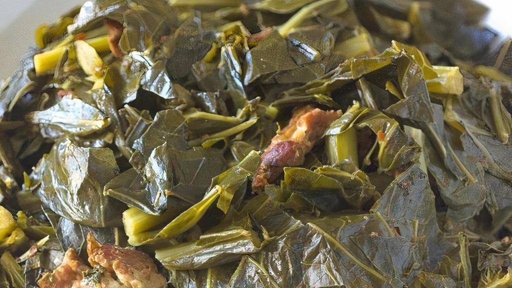 Kim'S Collard Greens · Collard greens, slow cooked in smoked turkey until tender and scrumptious.