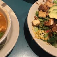 Soup & Salad · A small fajita salad. Served with a cup of our tortilla soup and your choice of dressing.