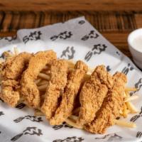 Chicken Tender Strips · fries, ranch dipping sauce or cream gravy.