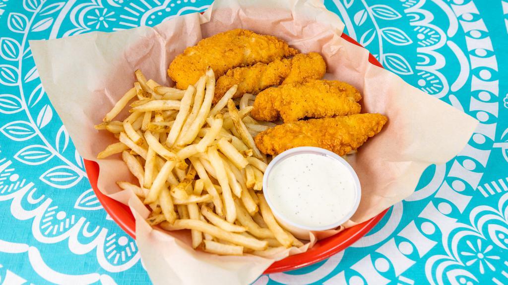 Chicken Tender · 3-4 Pieces Crispy Tender's with Fries & Ranch