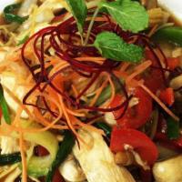 Thai Ginger Ginger · Your choice of meat stir-fried with fresh ginger, mushrooms, baby cams, onions, bell peppers...