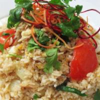 Combination Fried Rice · Fried rice with shrimp, chicken, pork, beef, eggs, onions and tomatoes.