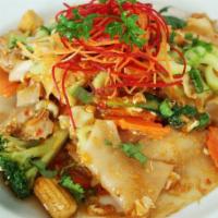 Sesame Noodles · Your choice of meat, stir fried with egg, wide rice noodle, broccoli, bok choy, carrot, baby...